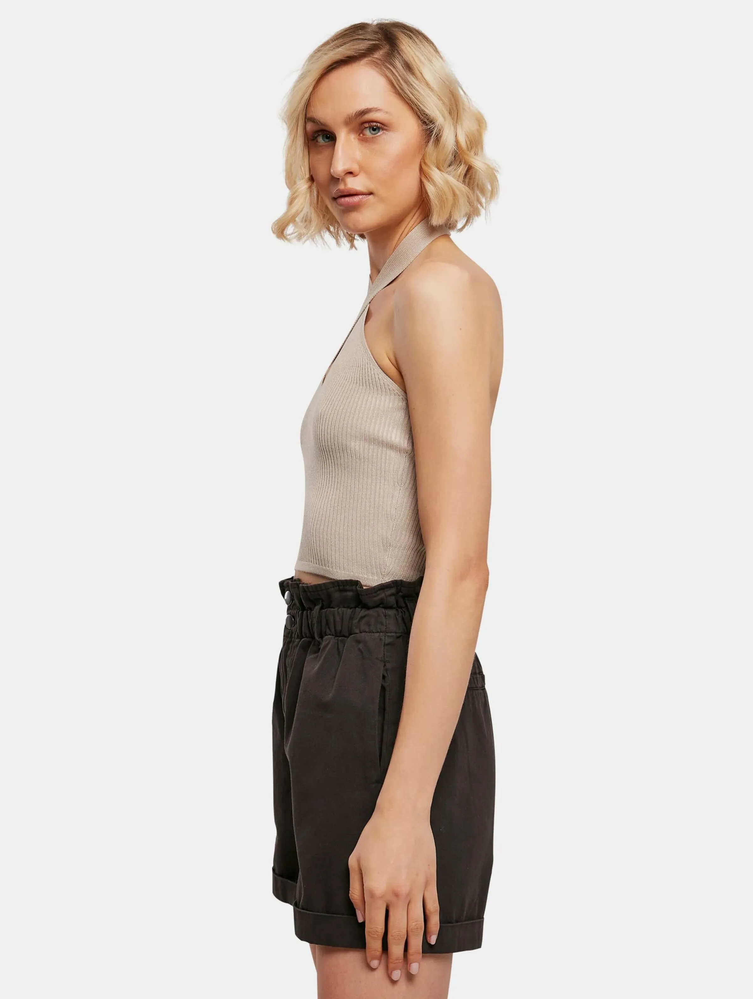 Ladies Rib Knit Crossed Neckholder