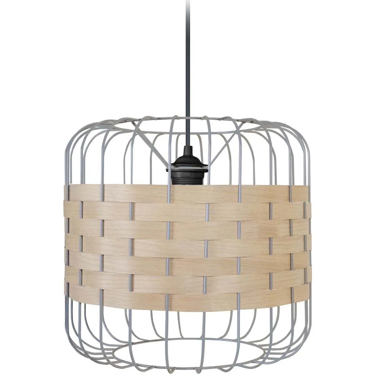 Lámpara colgante redondo metal taupe y natural