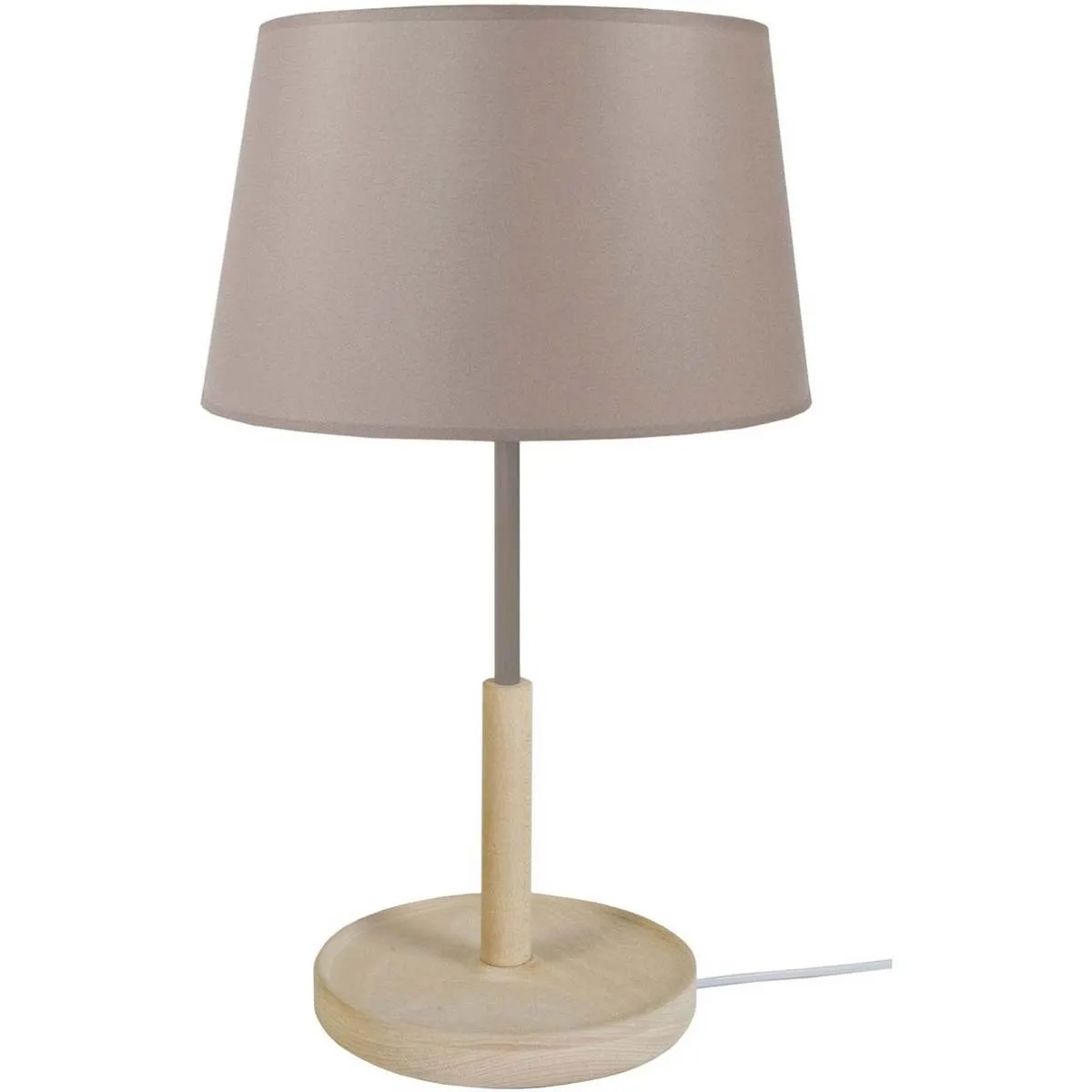 lámpara de noche redondo madera natural y taupe