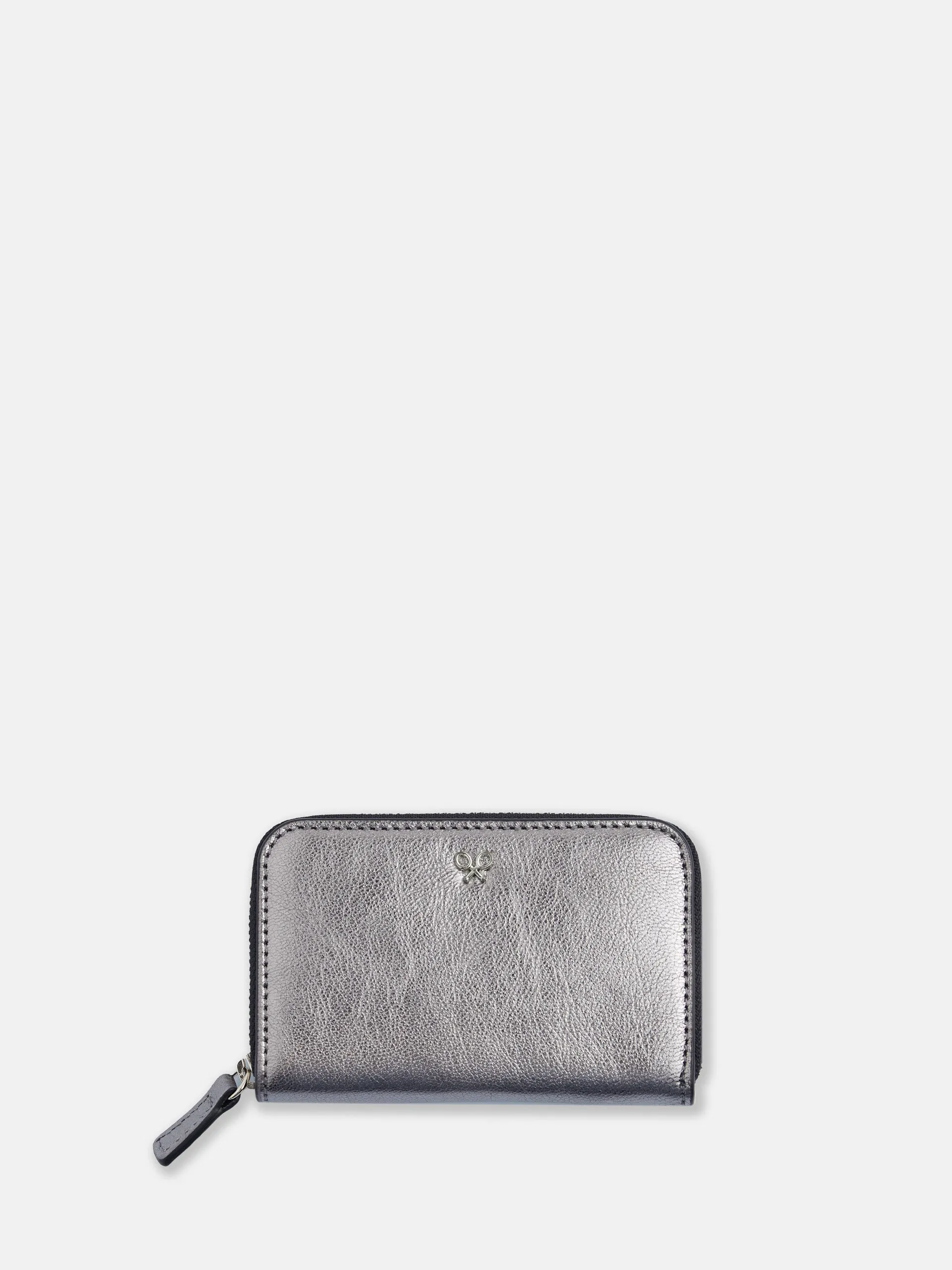 Monedero mini piel plata