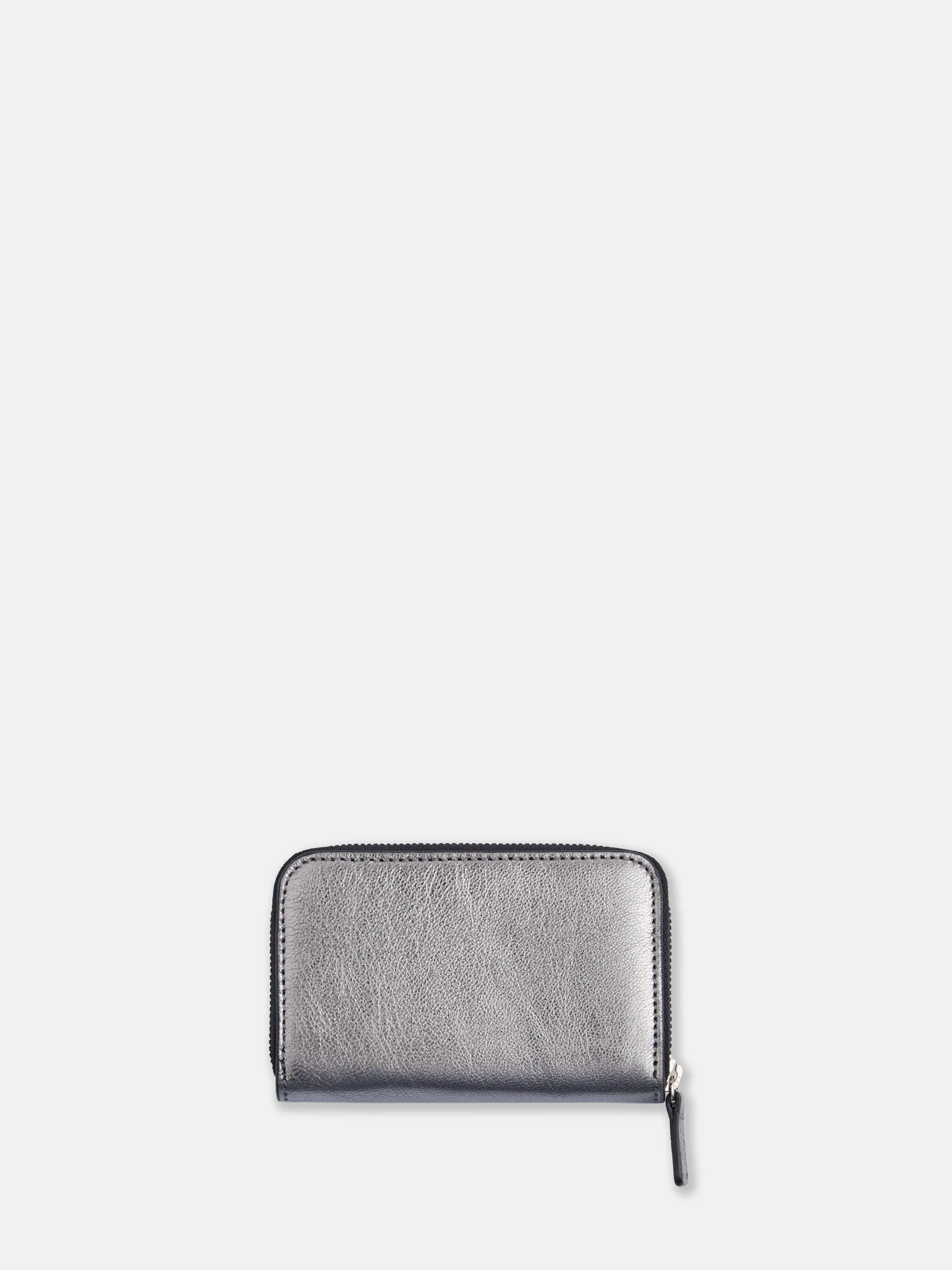 Monedero mini piel plata