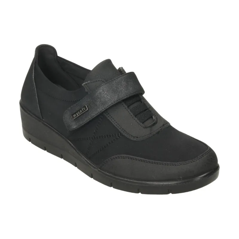 MYSOFT 506 NEGRO  ZAPATO DE UN VELCRO CON CUñA