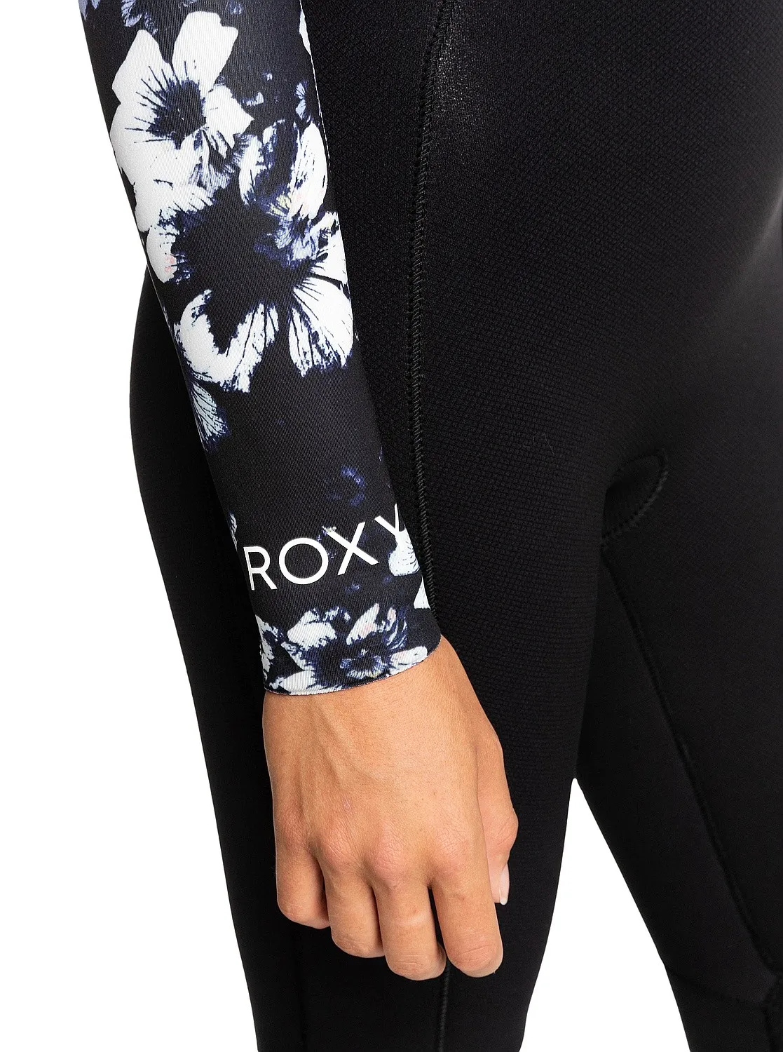 NEOPRENO ROXY 3/2 ELITE XT ST PRINTED ZIP GBS LS  KVJ7/TRUE BLACK BLACK FLOWERS  WOMEN´S