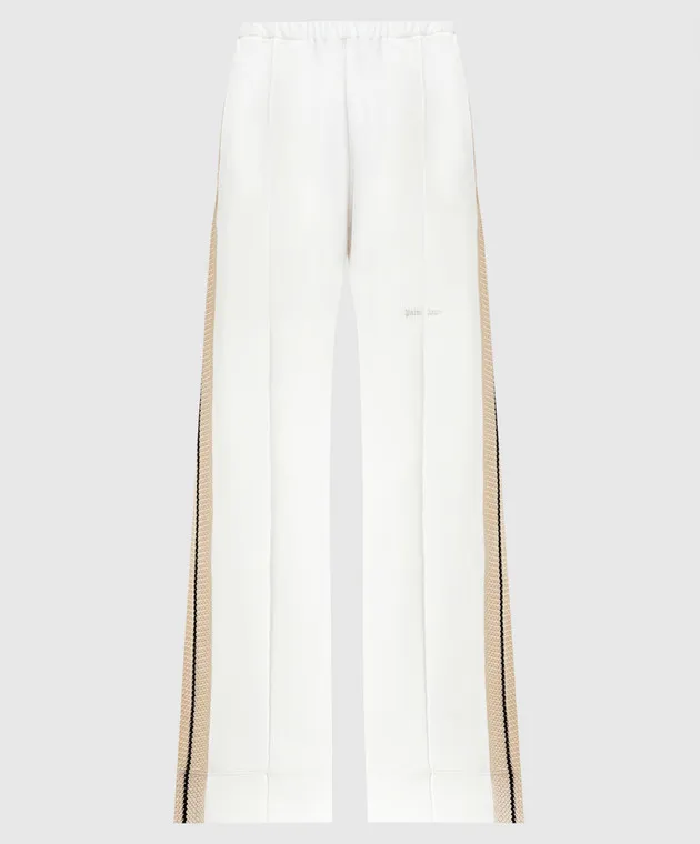 Palm Angels White pants with logo embroidery