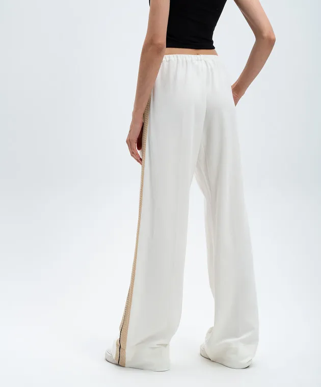 Palm Angels White pants with logo embroidery