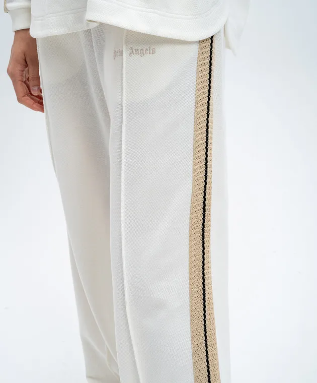 Palm Angels White pants with logo embroidery
