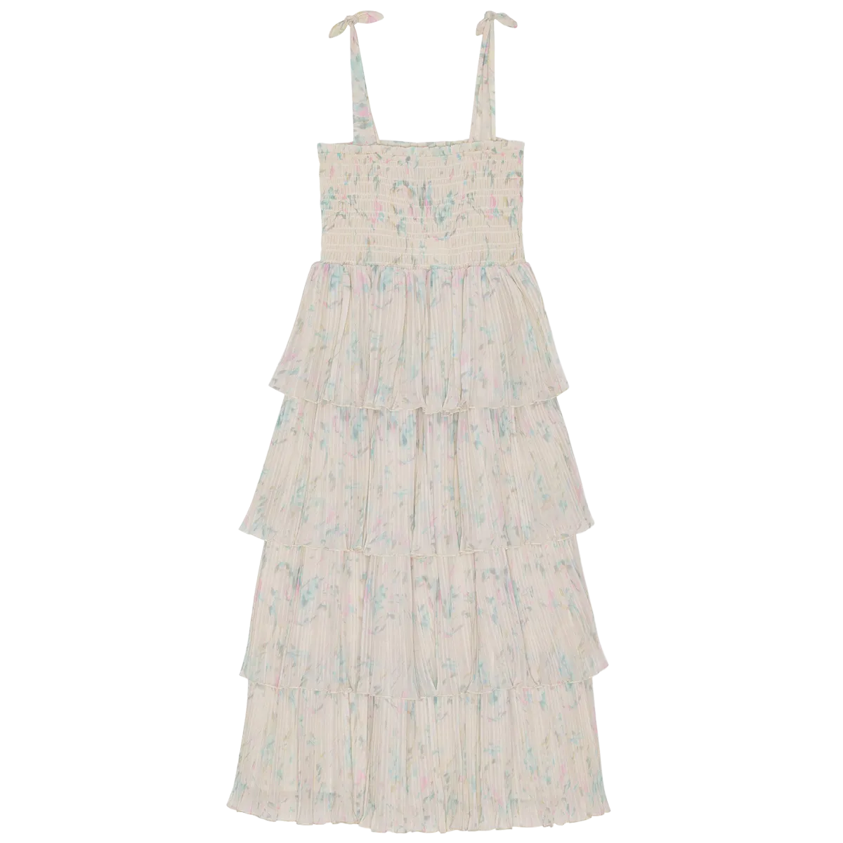 Pleat Georgette Strap Smock Midi Dress