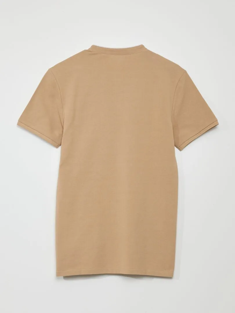 POLO DE PIQUé ALGODóN CON CUELLO MAO  BEIGE