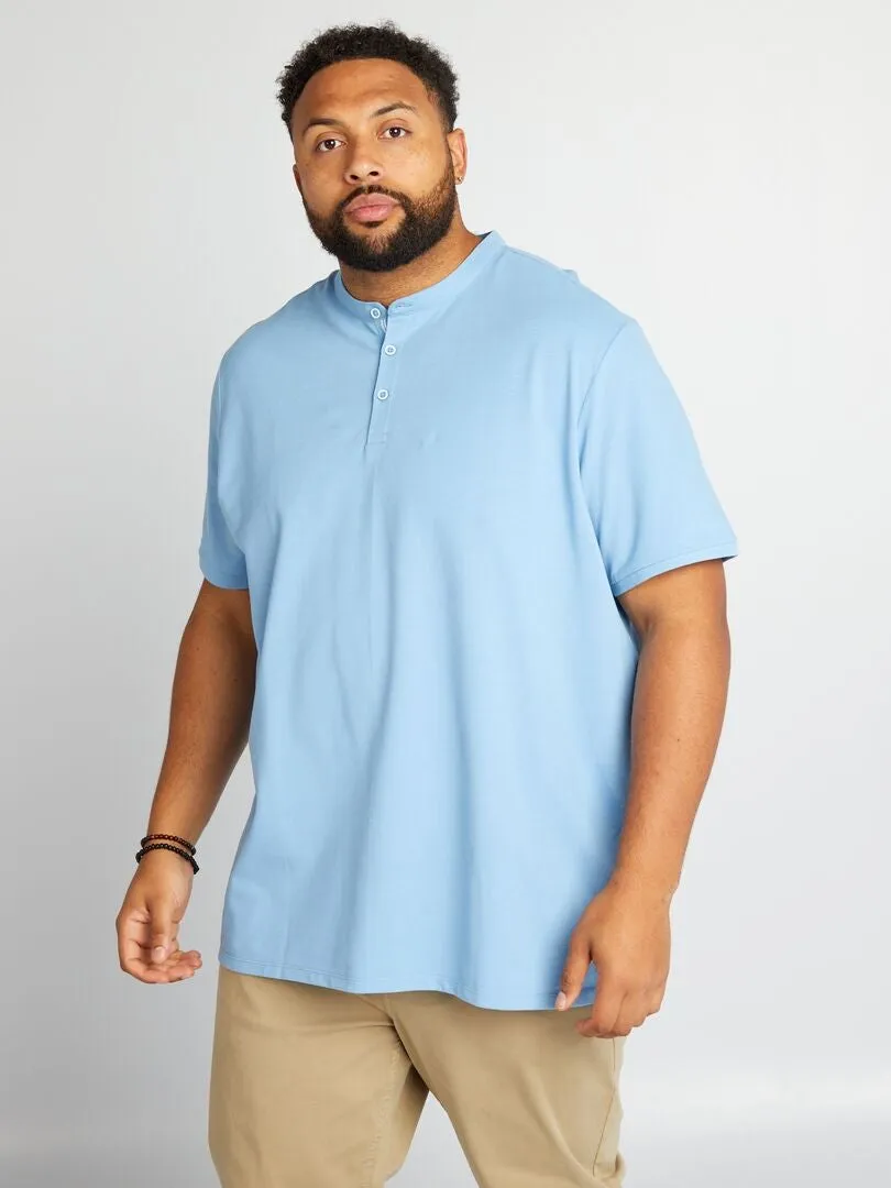 POLO DE PIQUé DE ALGODóN CON CUELLO MAO  AZUL