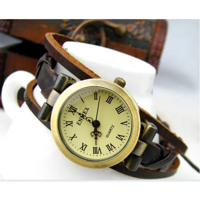 Rope winding strap elegant ladies leather hand rope Watch