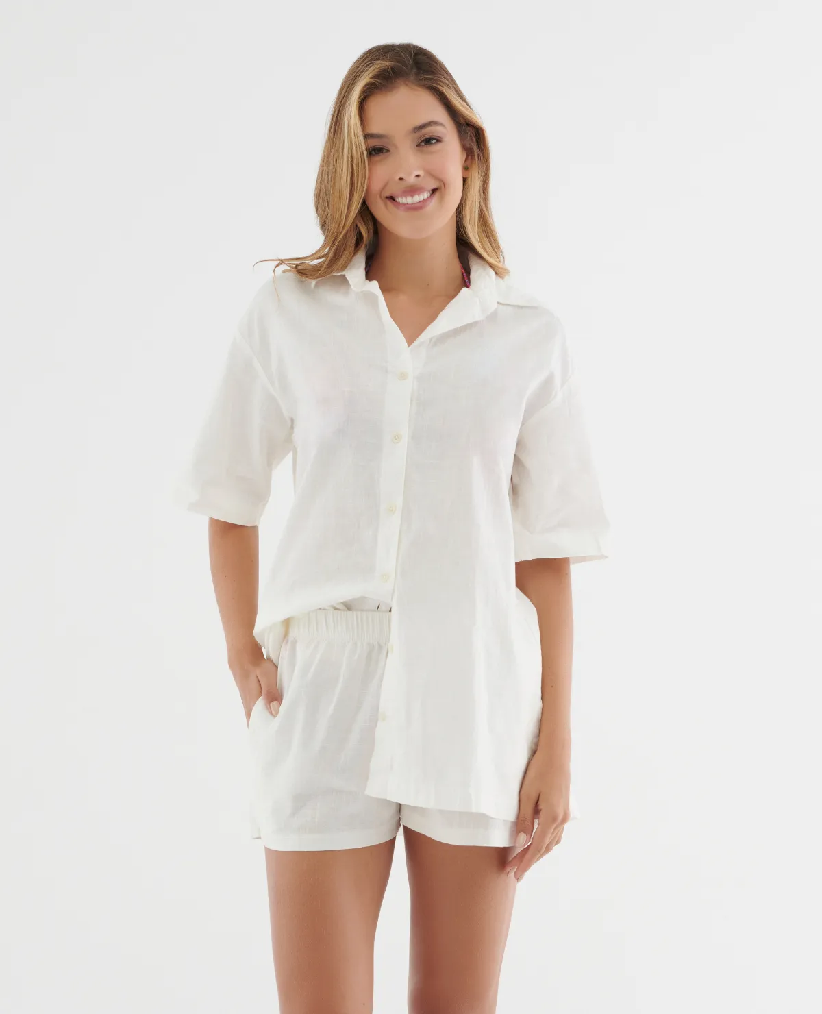 Salida de bao conjunto short | Silueta ancha | Con botones | Con bolsillos_Ref: 99577