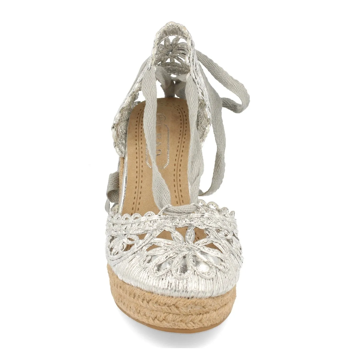 Sandalia de cuña mujer color plata