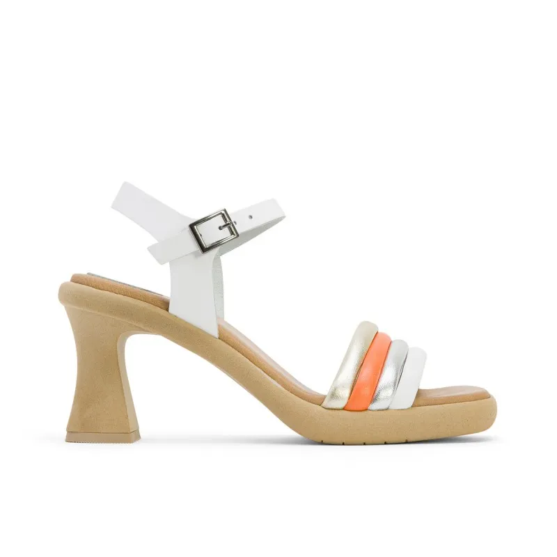 SANDALIA TACON ALTO PIEL BLANCO LIDE