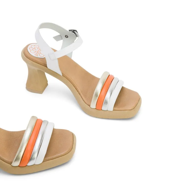 SANDALIA TACON ALTO PIEL BLANCO LIDE