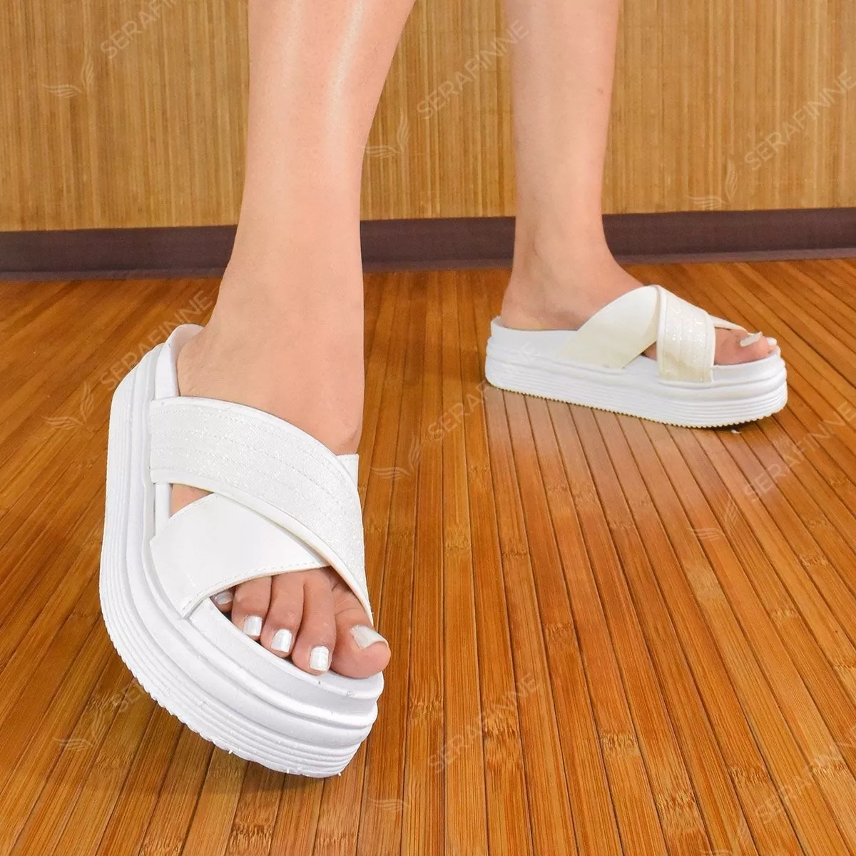 Sandalia Zueco Mujer Plataforma Brillo Comoda Cuore 100