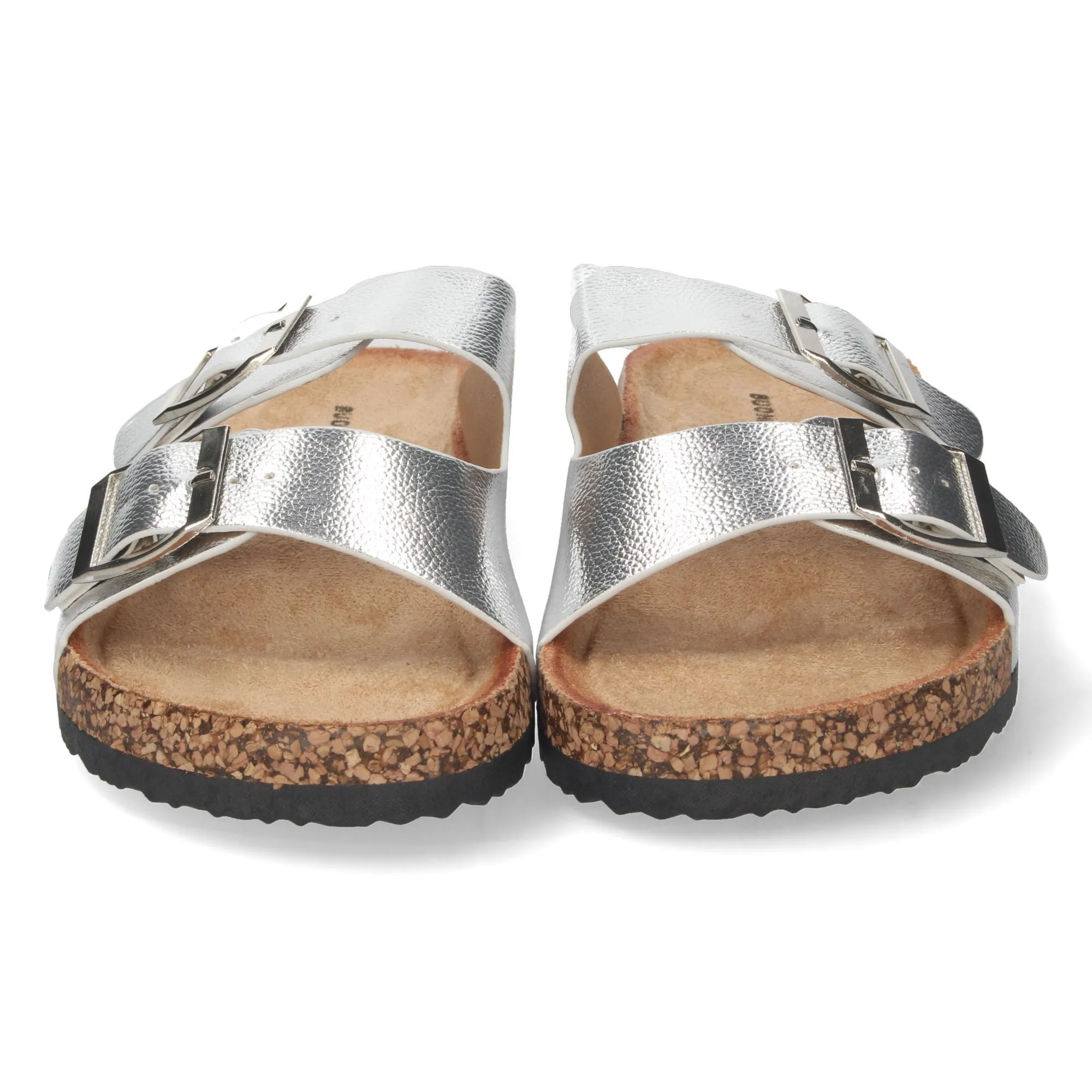 SANDALIAS PLANAS PLATEADAS MUJER PLANTA BIO 1AY1056
