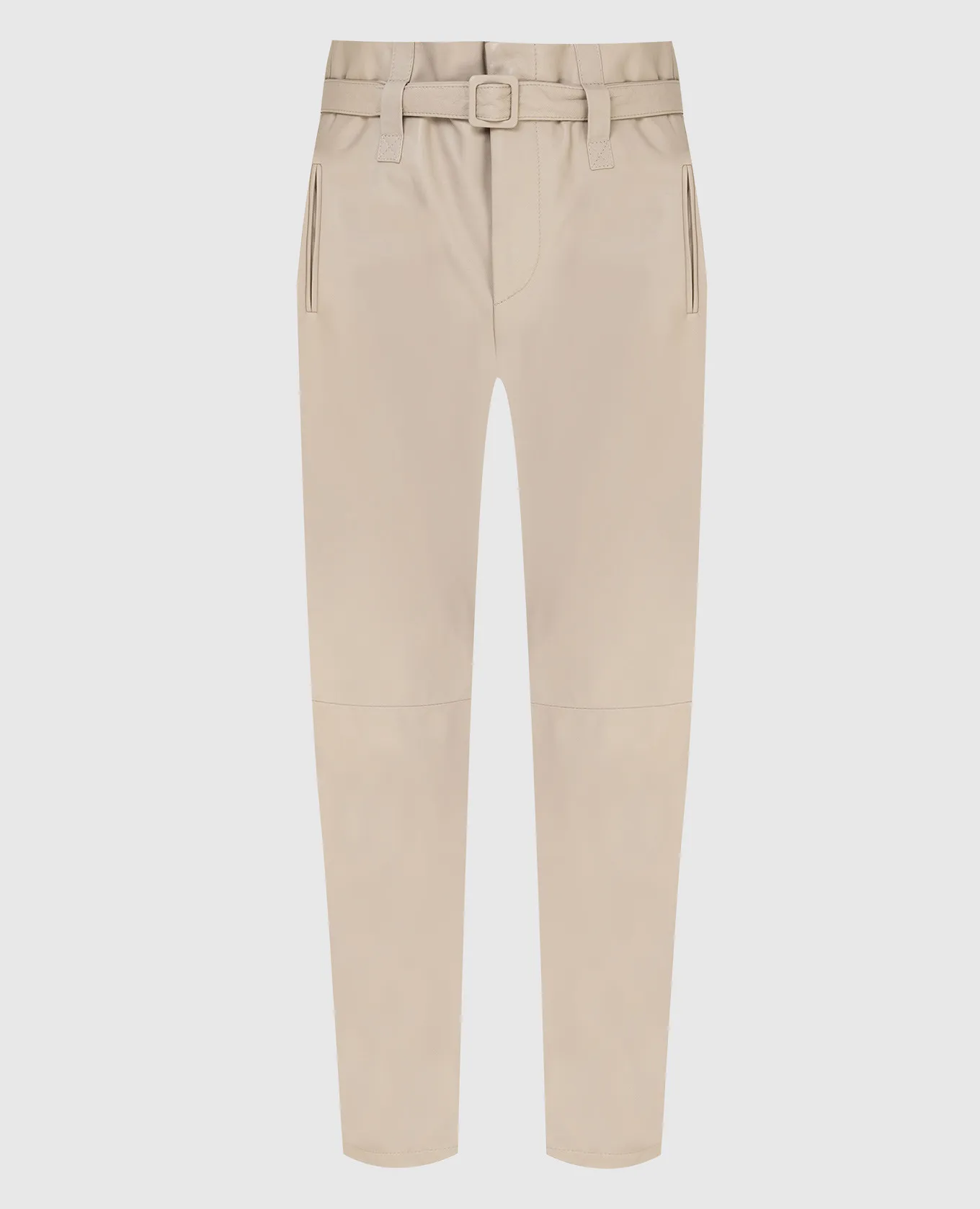 Simonetta Ravizza Erin High Rise Leather Pants In Light Beige