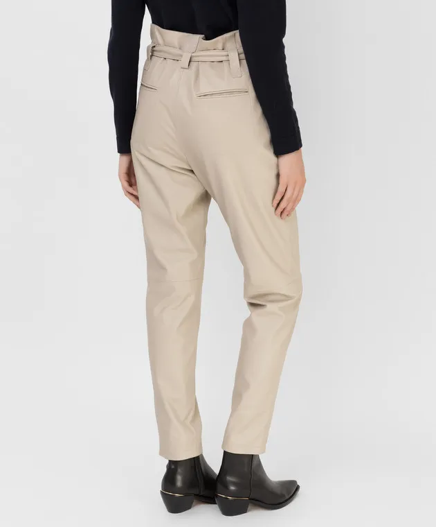 Simonetta Ravizza Erin High Rise Leather Pants In Light Beige