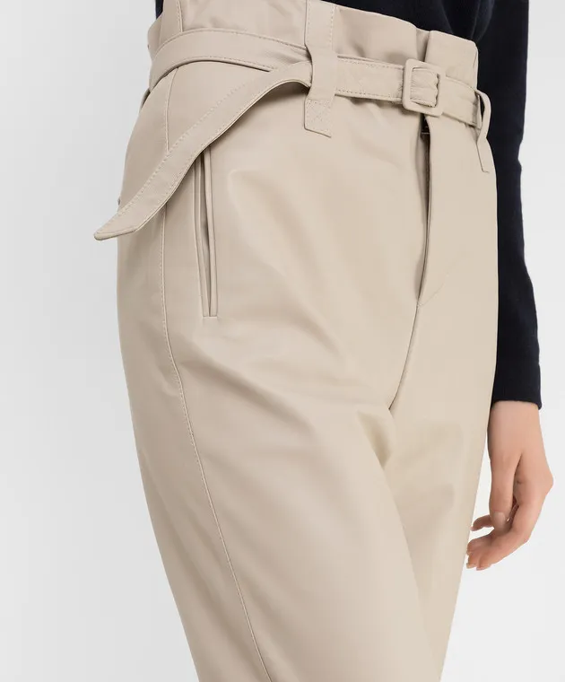 Simonetta Ravizza Erin High Rise Leather Pants In Light Beige