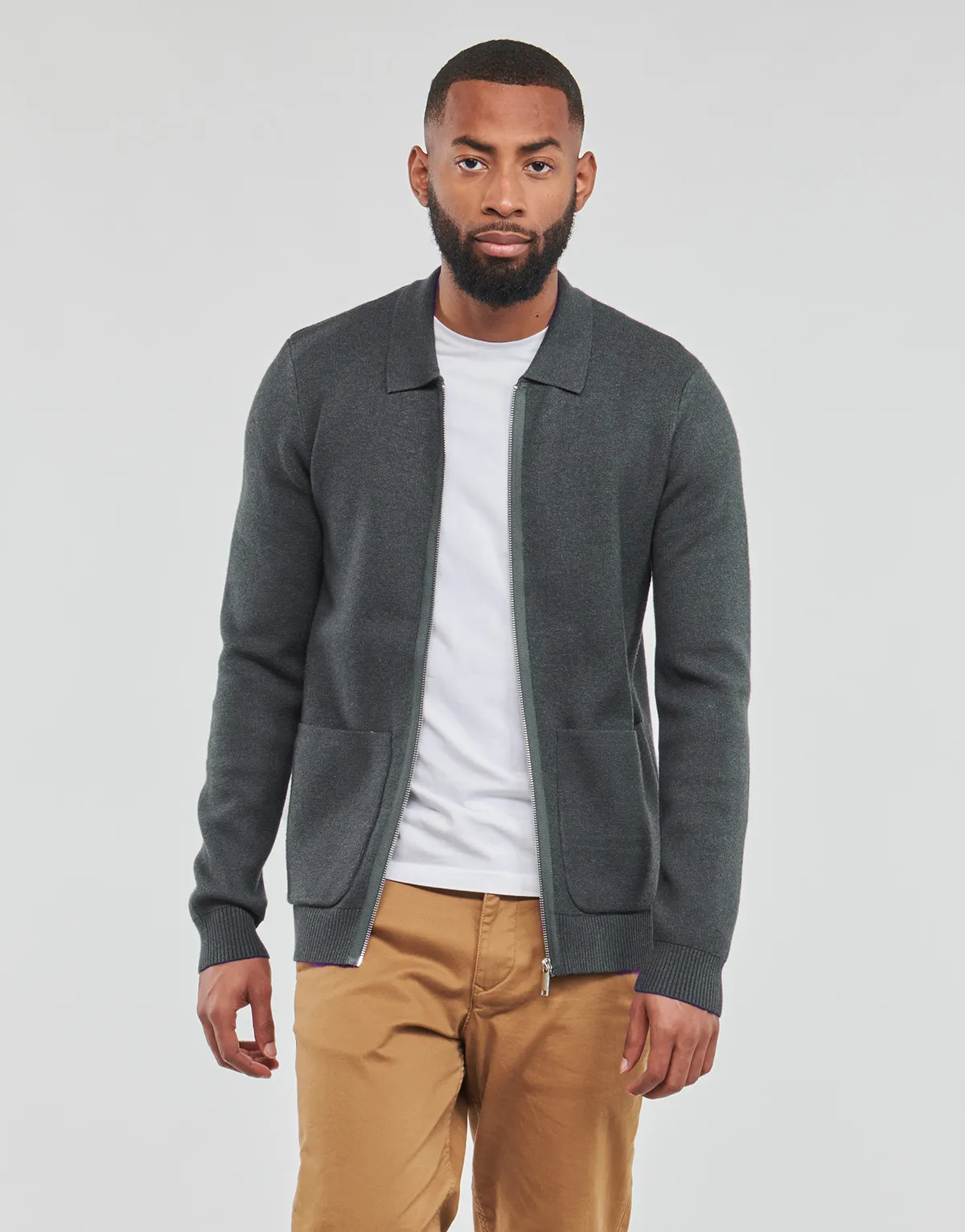 SLHTORONTO LS KNIT ZIP UP SHIRT