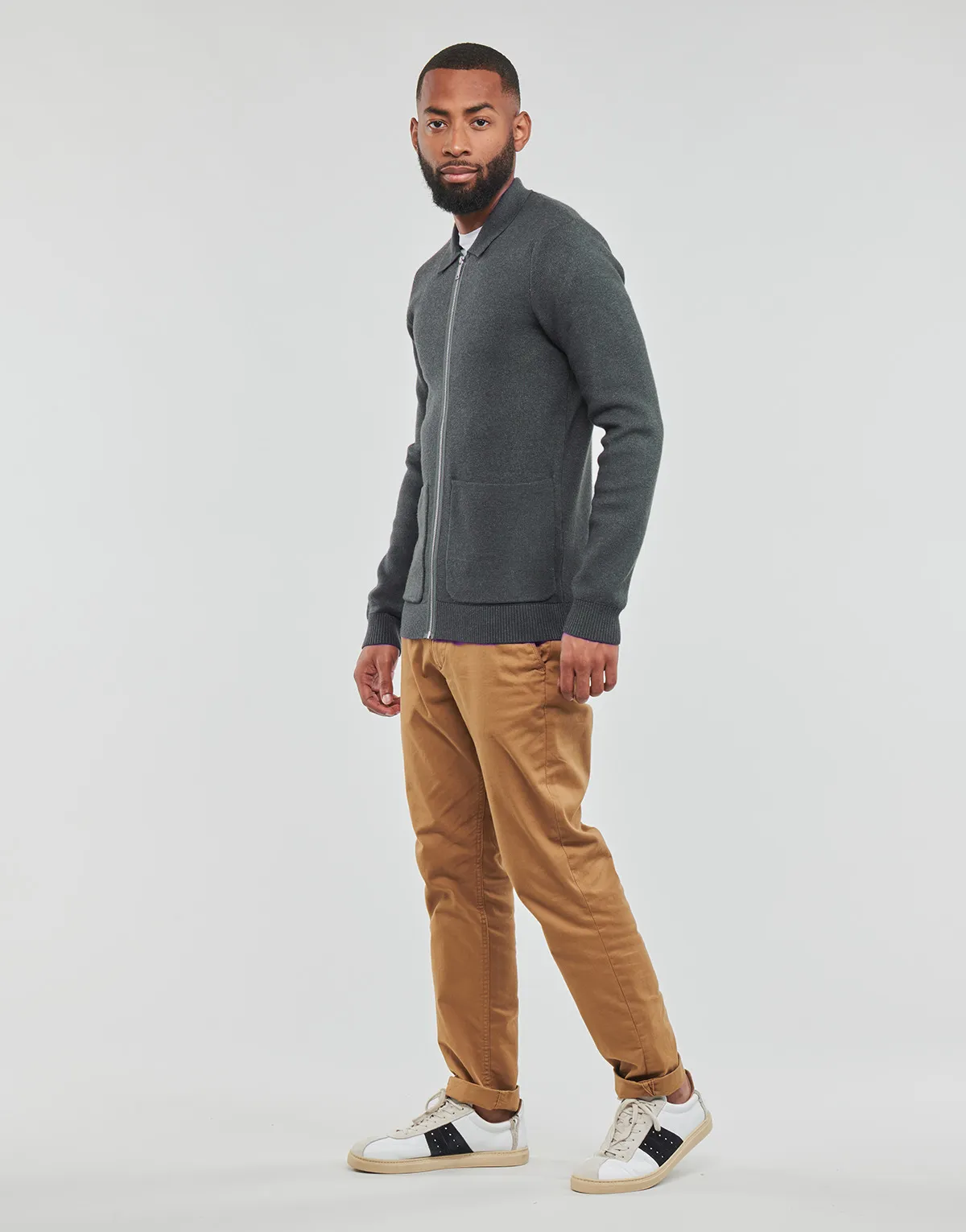 SLHTORONTO LS KNIT ZIP UP SHIRT