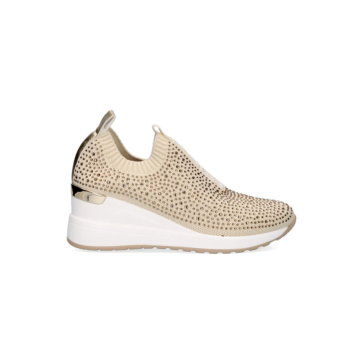 SNEAKER PLATAFORMA EX22 EN DORADO CON BRILLANTES
