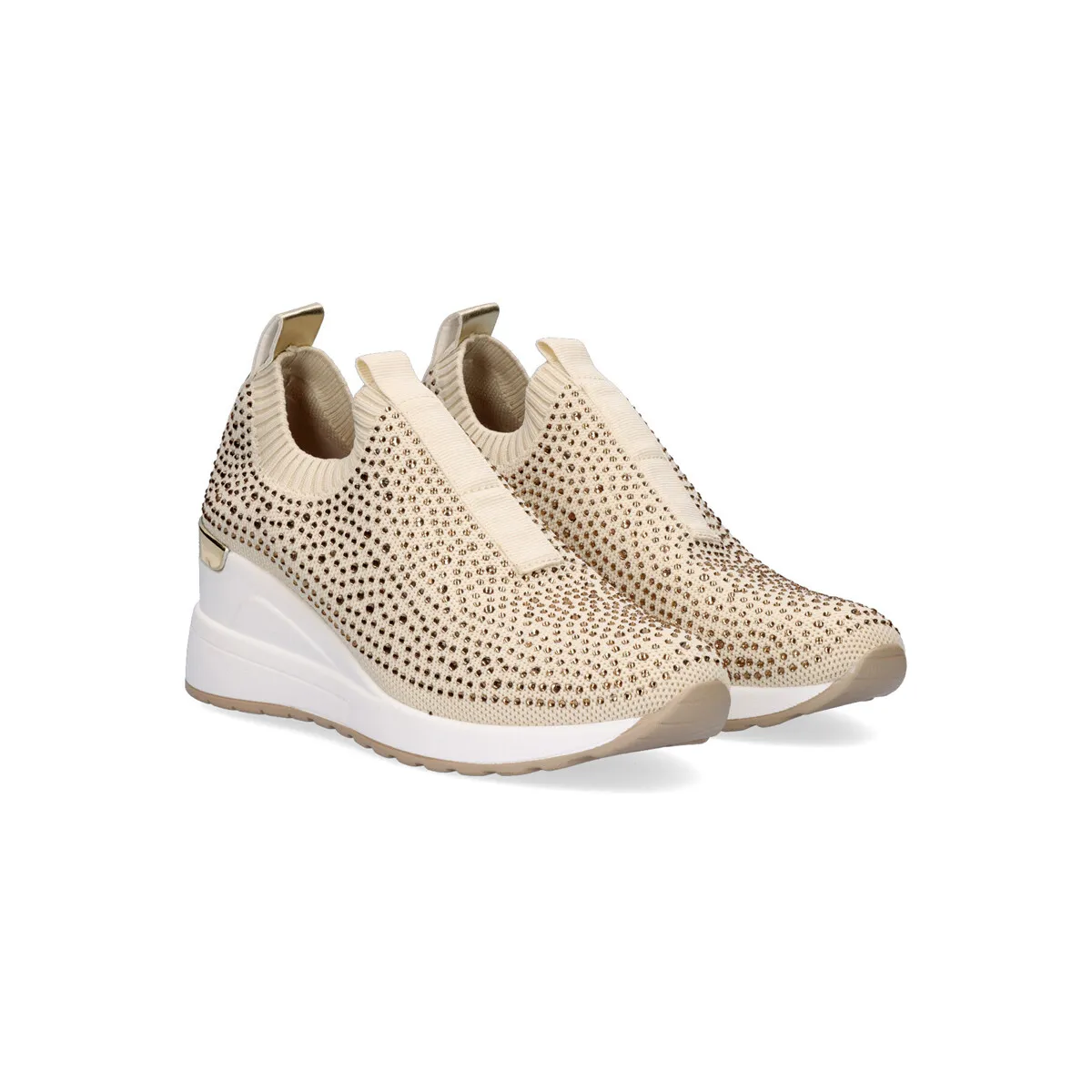 SNEAKER PLATAFORMA EX22 EN DORADO CON BRILLANTES