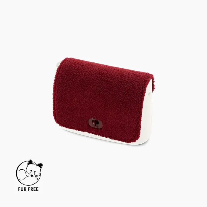 Solapa con seguro de piel de carnero burdeos O pocket