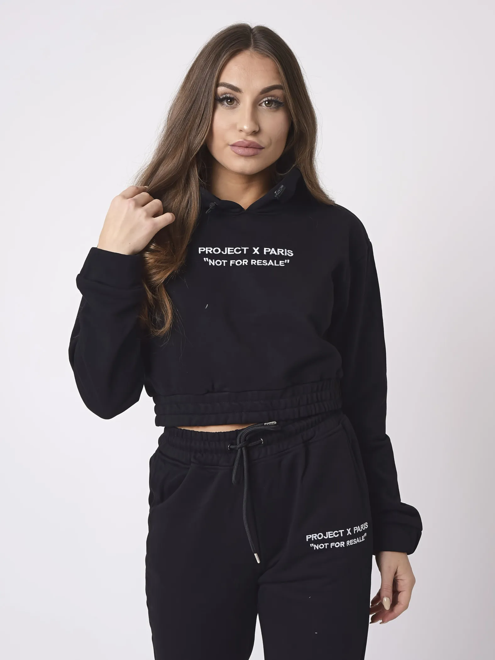 Sudadera con capucha de forro polar crop top