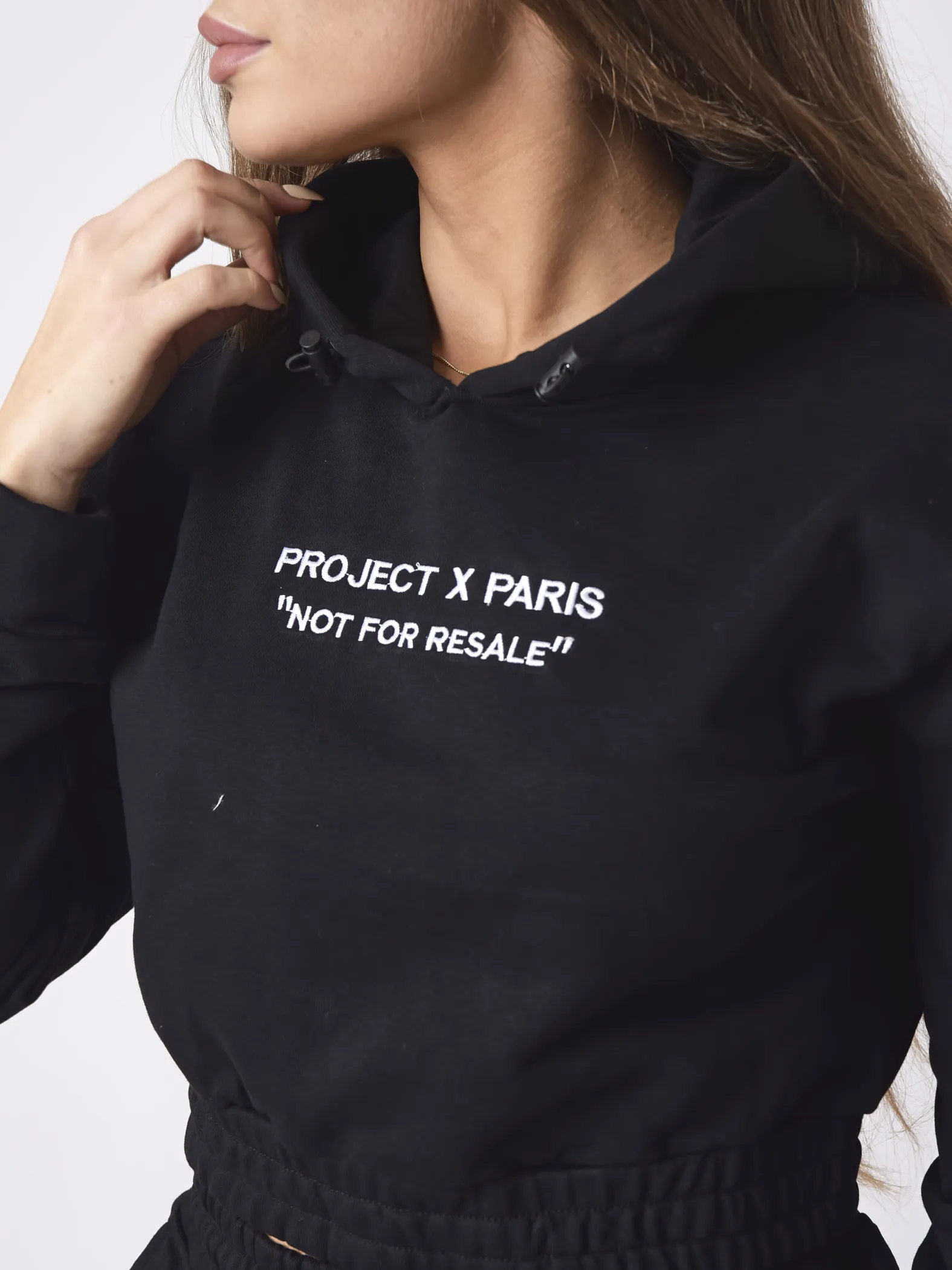 Sudadera con capucha de forro polar crop top