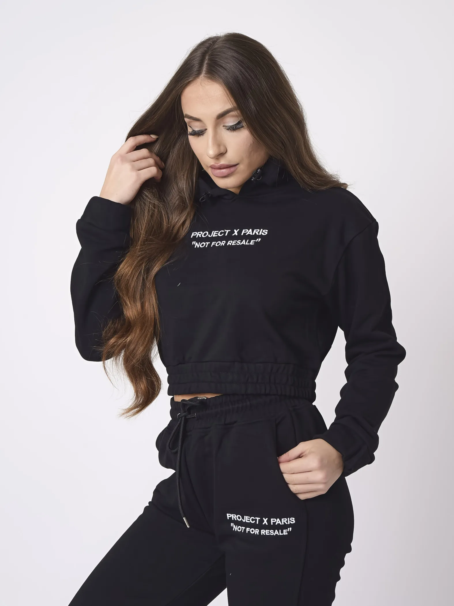 Sudadera con capucha de forro polar crop top