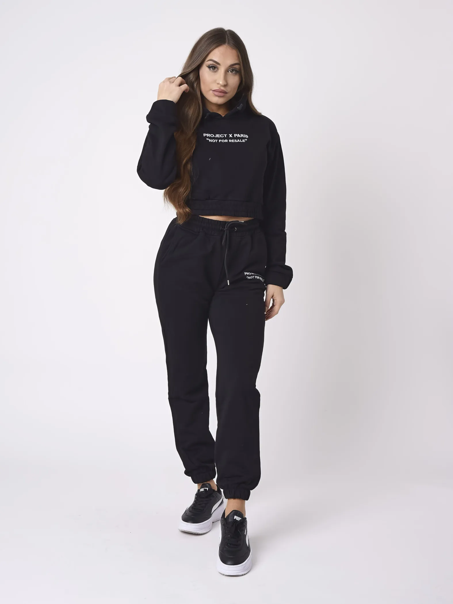 Sudadera con capucha de forro polar crop top