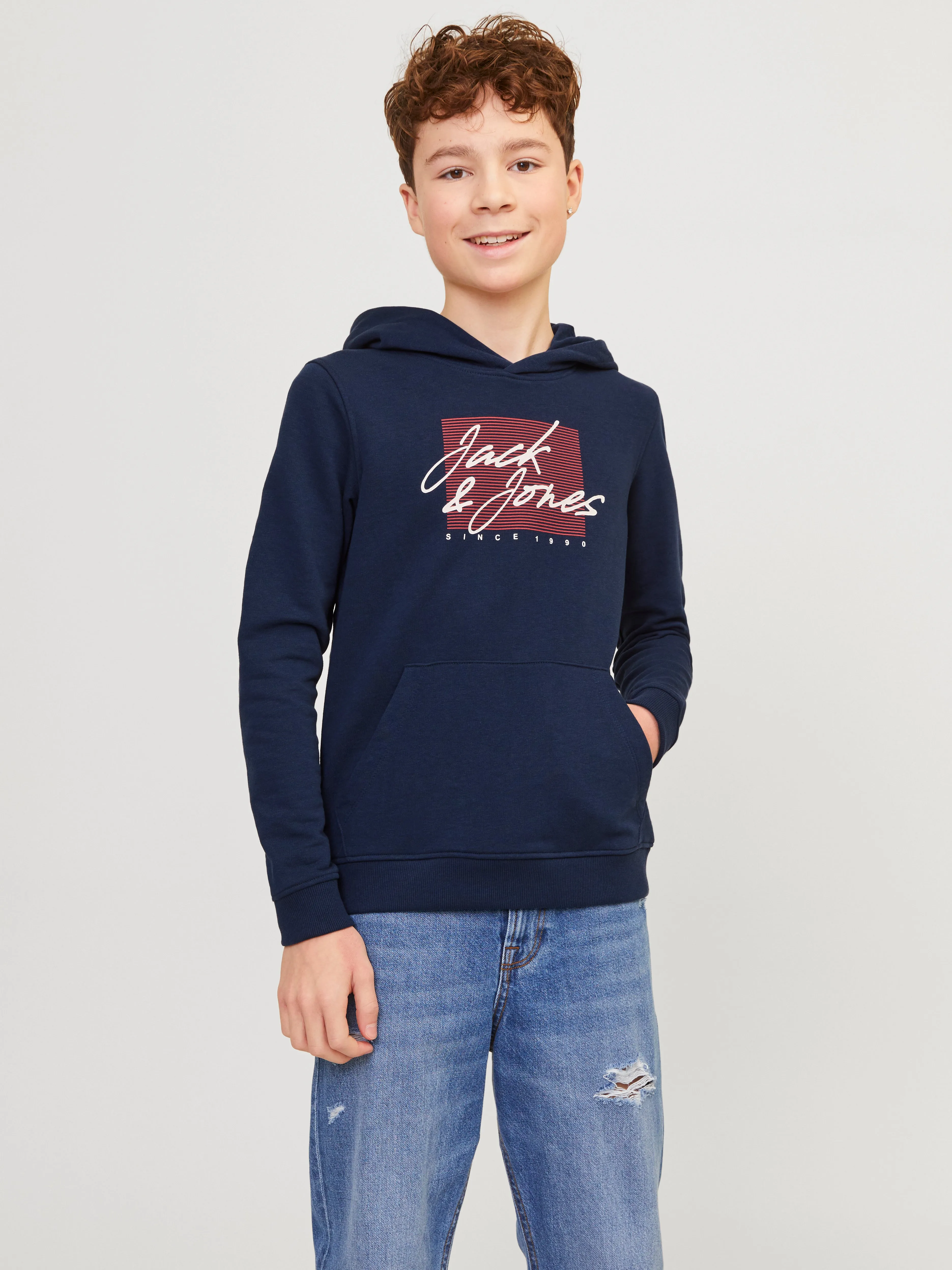 Sudadera con capucha Estampado Junior | Azul oscuro | Jack & Jones®