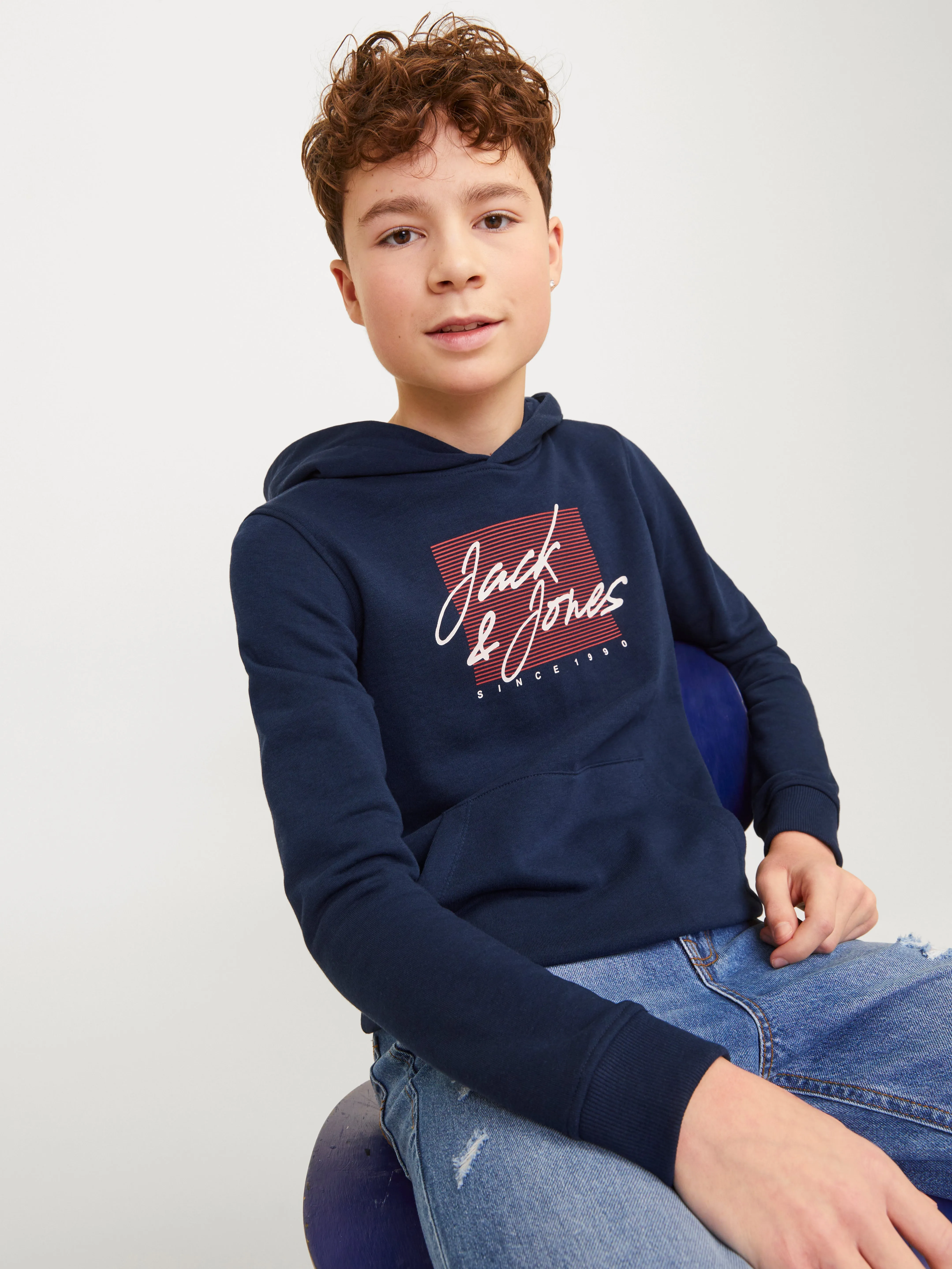Sudadera con capucha Estampado Junior | Azul oscuro | Jack & Jones®