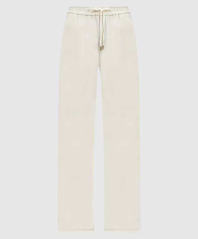 Twinset White corduroy pants with metallic logo