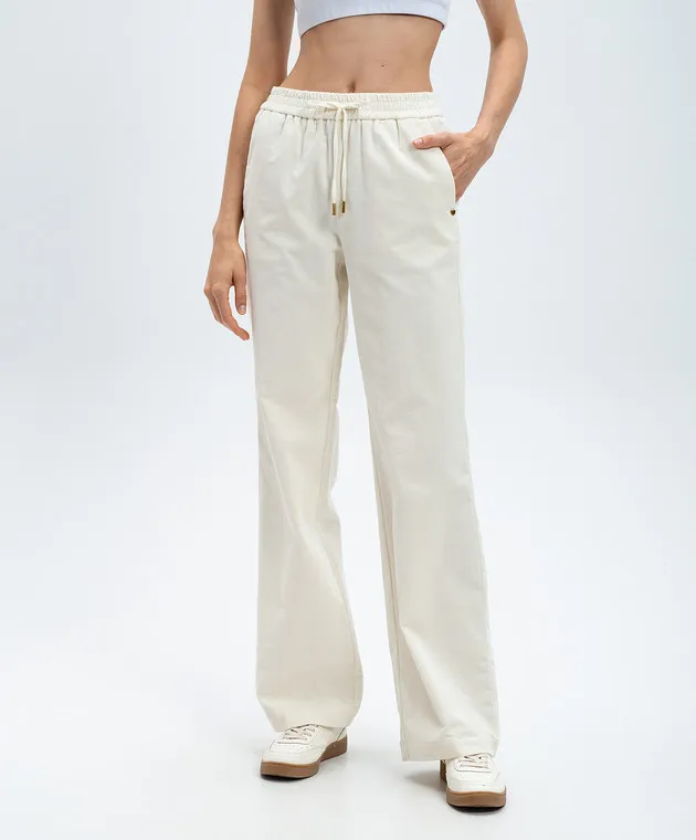 Twinset White corduroy pants with metallic logo