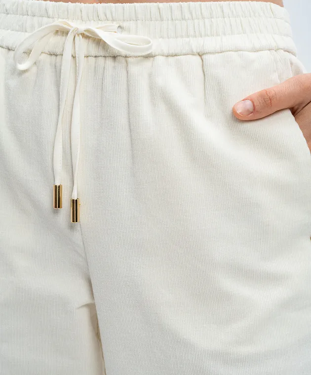 Twinset White corduroy pants with metallic logo