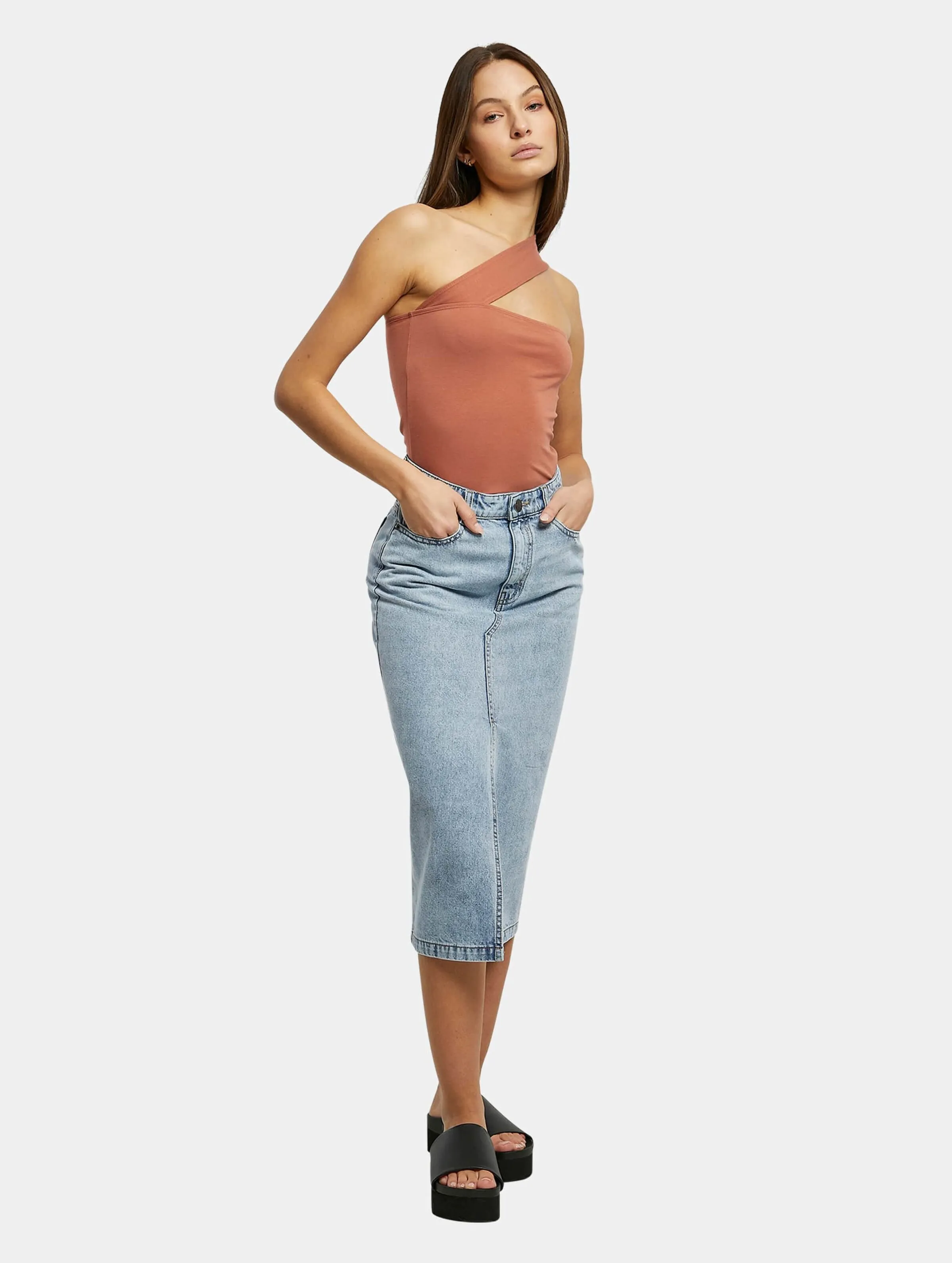 Urban Classics Ladies Midi Denim Skirt
