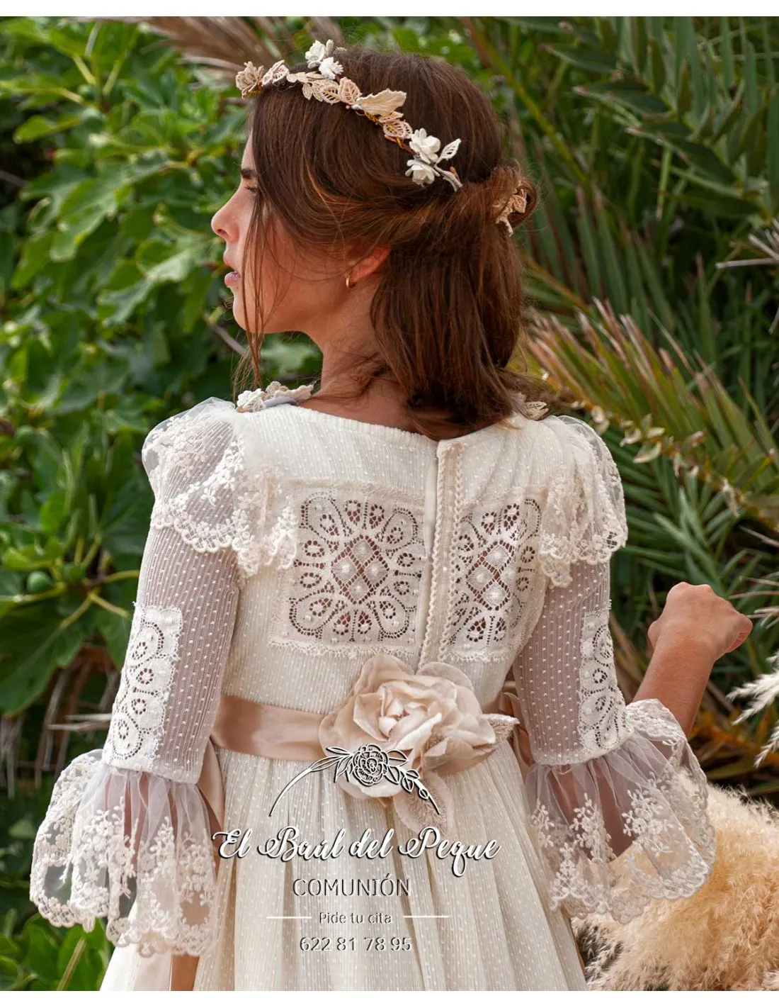 Vestido Comunión Modelo Ámbar Mon Air 2024 Flor de Sal
