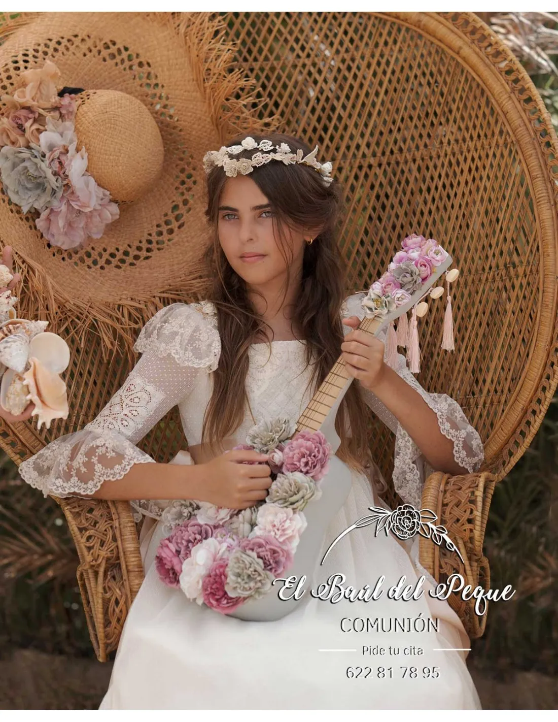 Vestido Comunión Modelo Ámbar Mon Air 2024 Flor de Sal