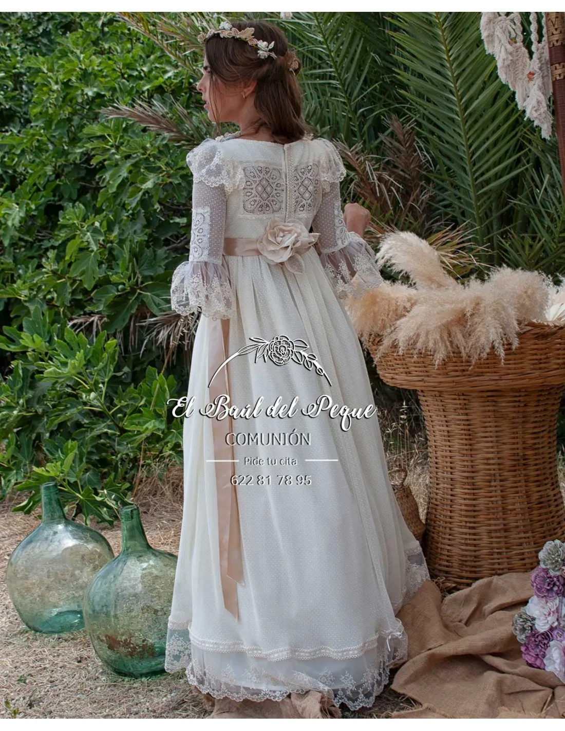 Vestido Comunión Modelo Ámbar Mon Air 2024 Flor de Sal