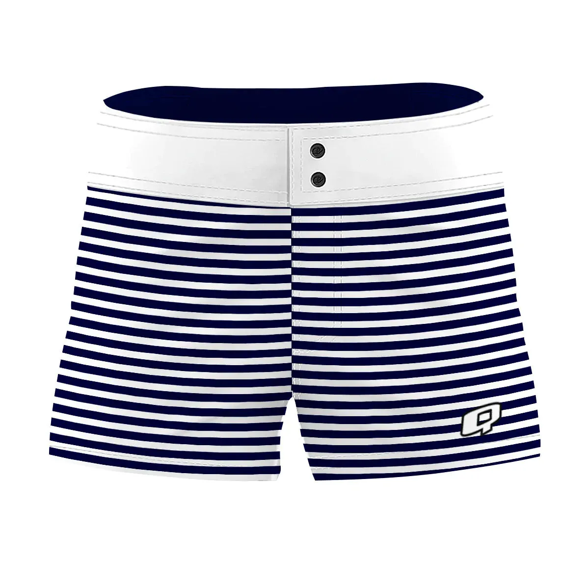 WHITE & NAVY SIMPLE STRIPES  WOMEN BOARD SHORTS