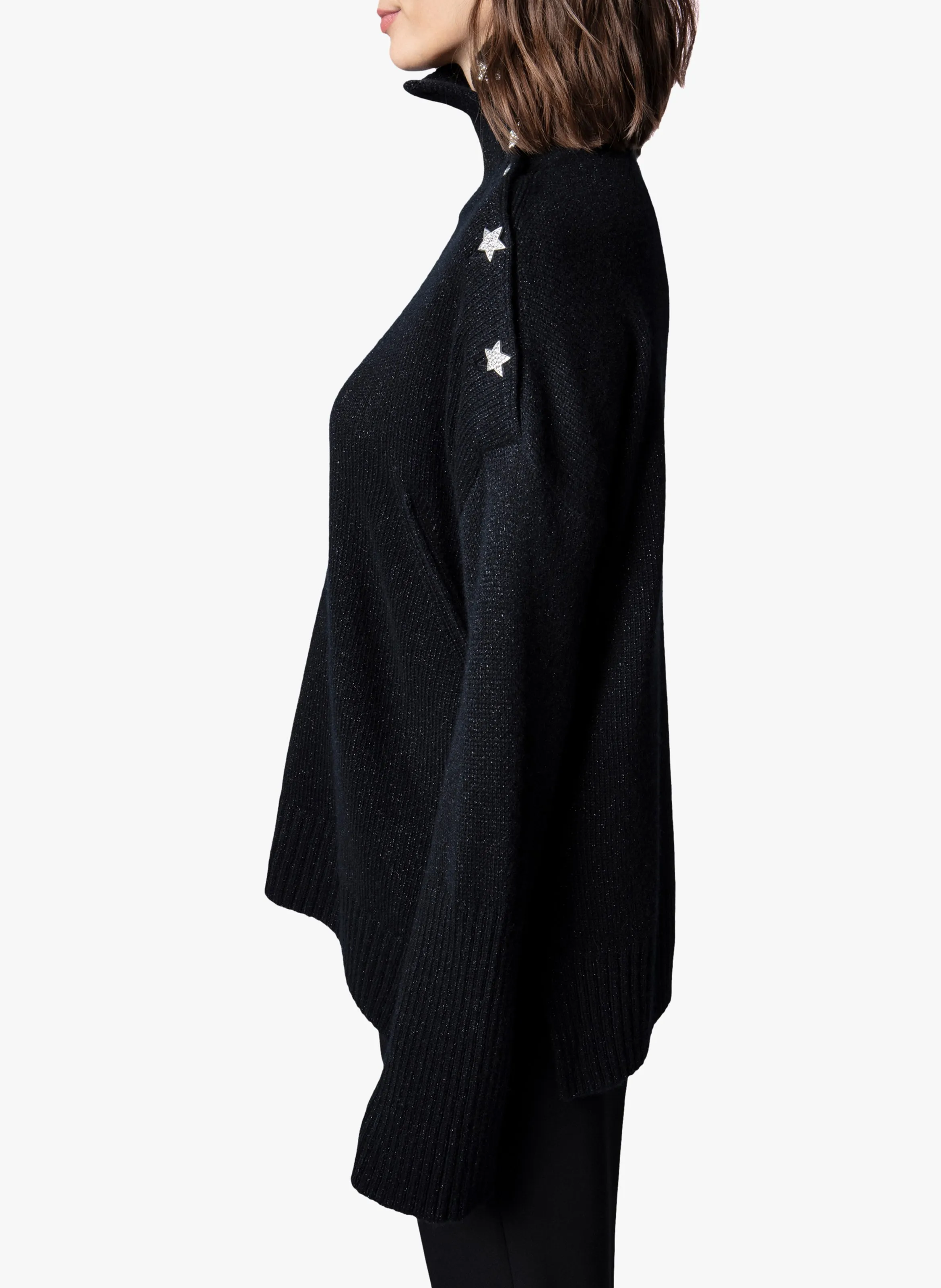 ZADIG&VOLTAIRE ALMA  JERSEY DE MEZCLA DE CACHEMIRA CON CUELLO ALTO EN NEGRO