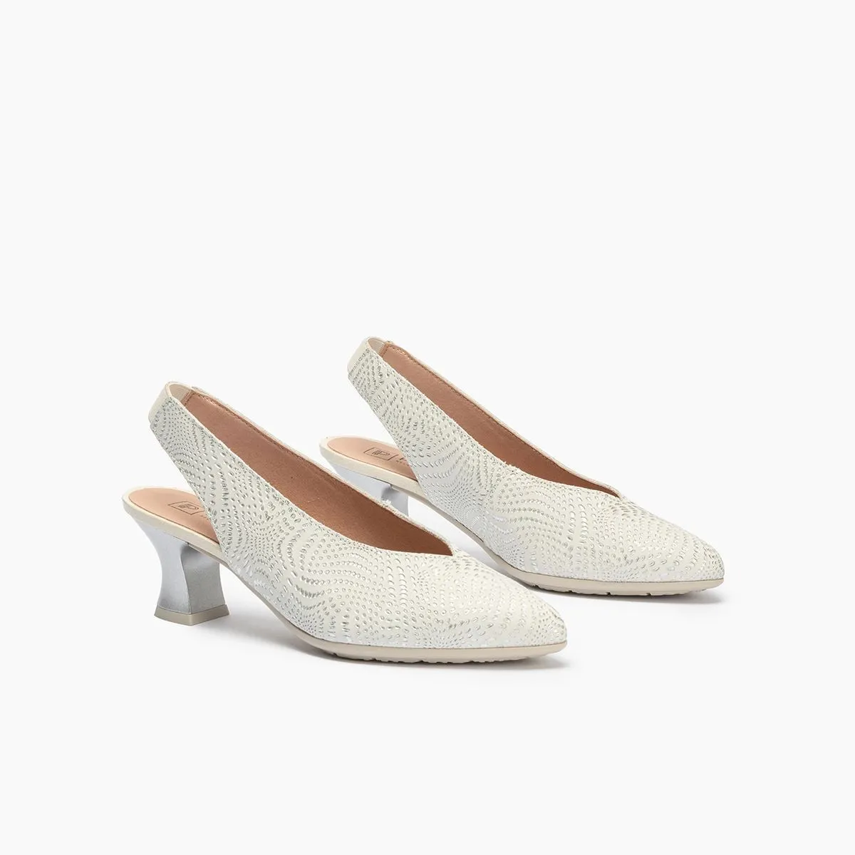 Zapato de vestir mujer Pitillos salón tacón bajo plata P5750