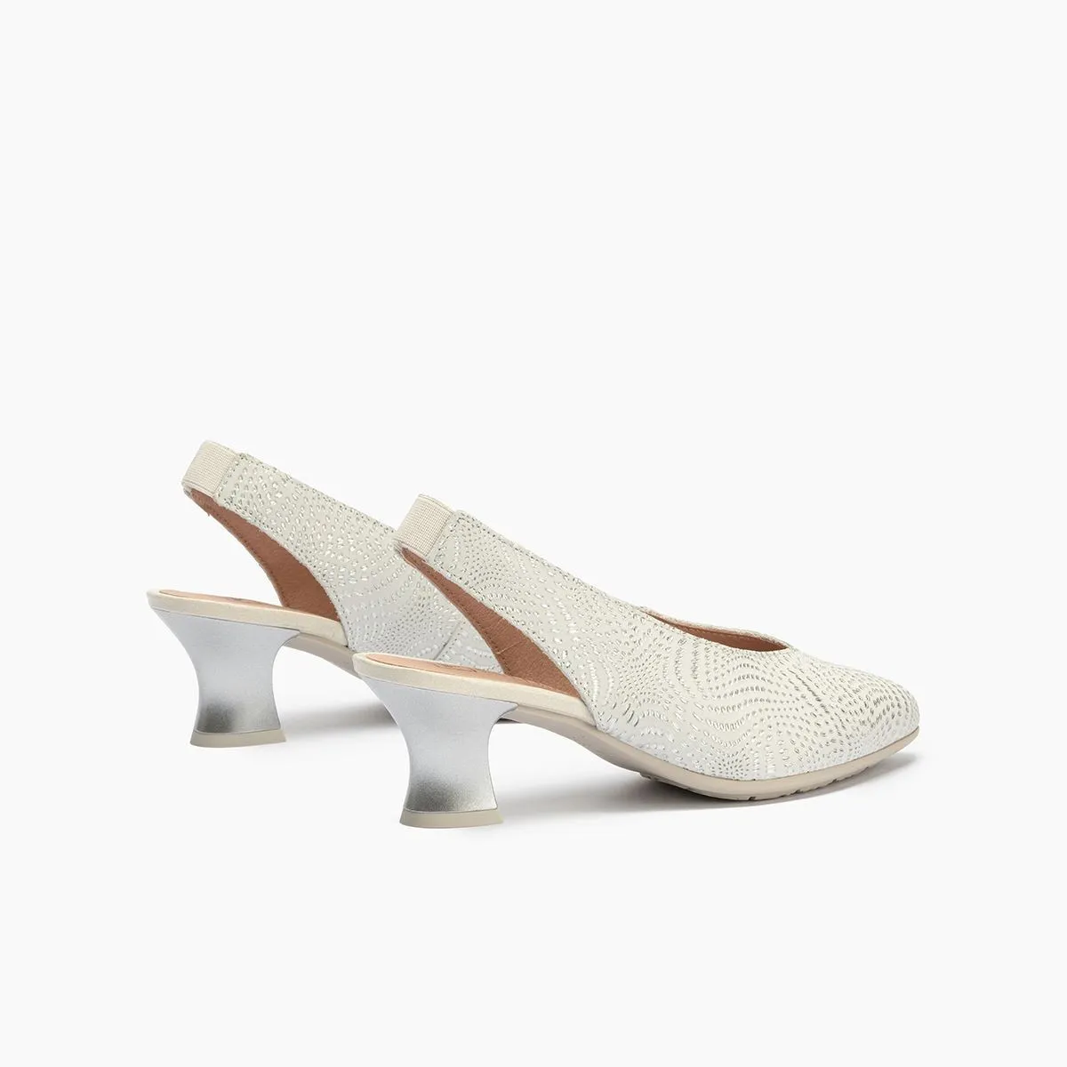 Zapato de vestir mujer Pitillos salón tacón bajo plata P5750