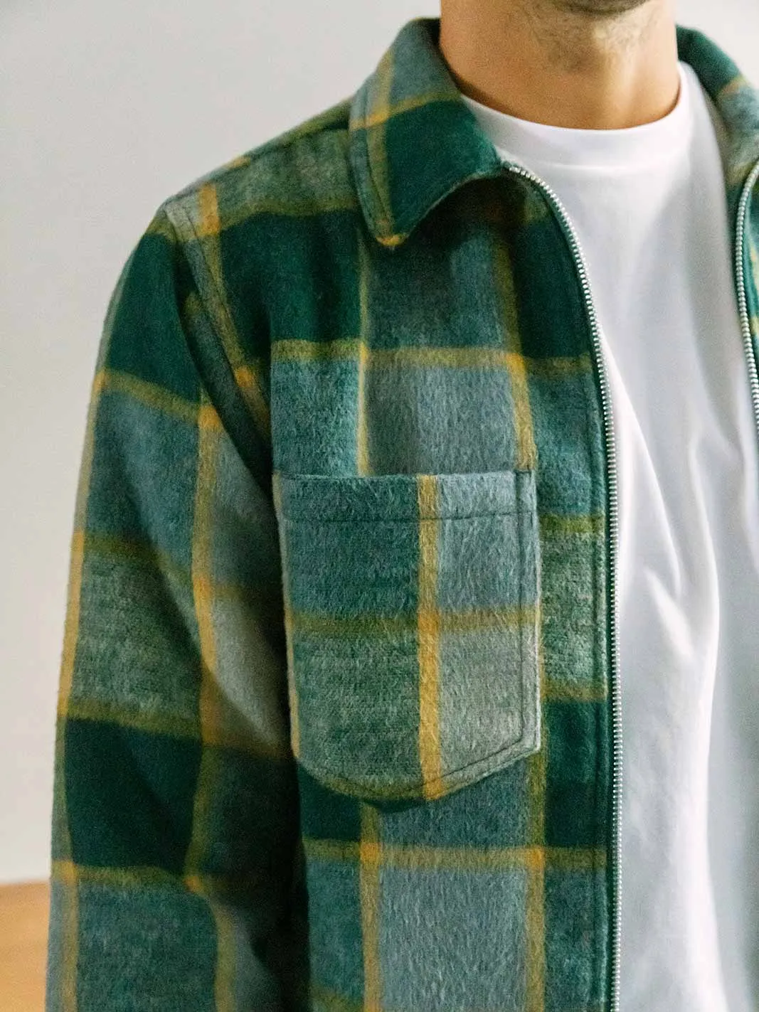 ZIP OVERSHIRT GREEN CHECK