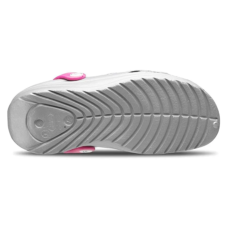 ZUECO SANITARIO PLATA Y FUCSIA ASANA  FELIZ CAMINAR